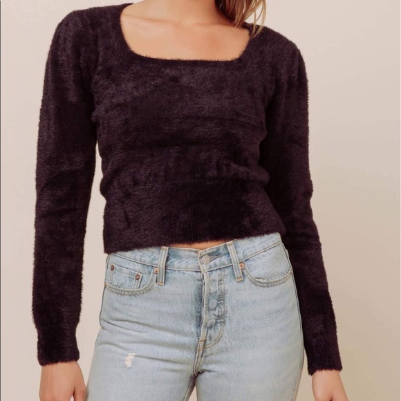 NWOT ASTR Stretchy black fuzzy sweater - Picture 5 of 12